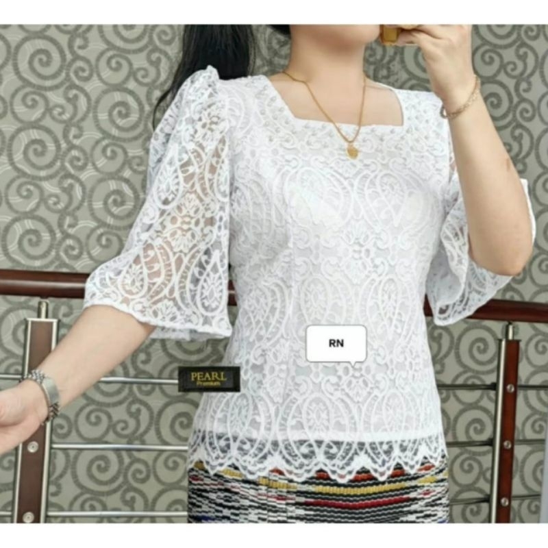 Atasan blouse kebaya brokat lengan kembang renda murah