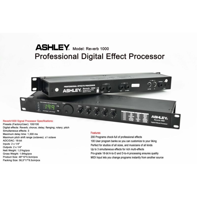 Efek Vokal ASHLEY REVERB 1000 Professional Digital Effect Prosesor