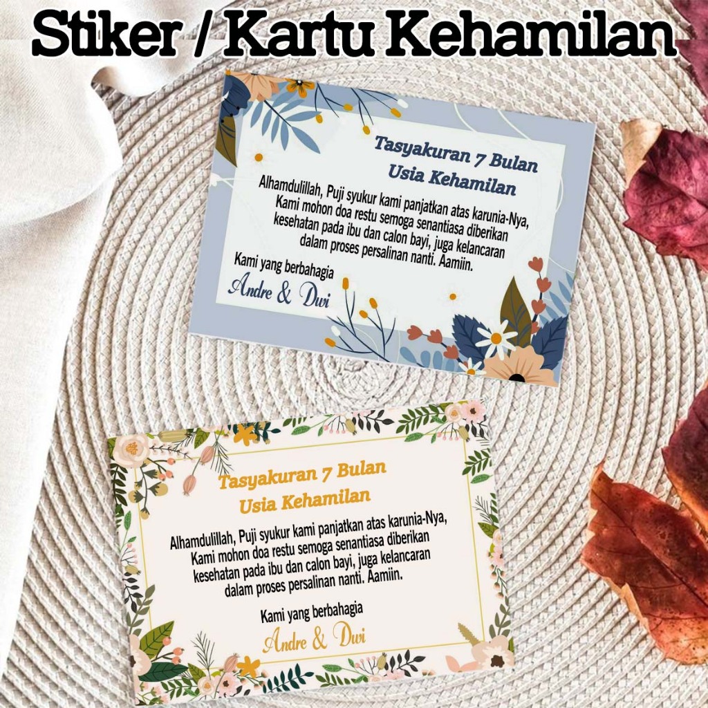 Stiker / kartu tasyakuran kehamilan 4 bulanan, syukuran 7 bulanan