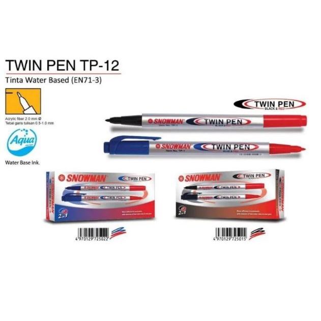 

SPIDOL TWINPEN SNOWMAN 2 WARNA / PEN 2 SISI [LUSIN - 12 pcs]