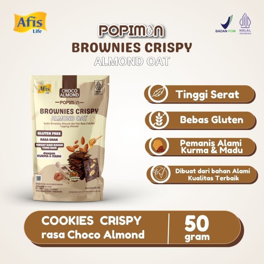 

Afis Popimon Brownies Crispy Almond Oat Cookies Crispy Choco Almond 50 gr