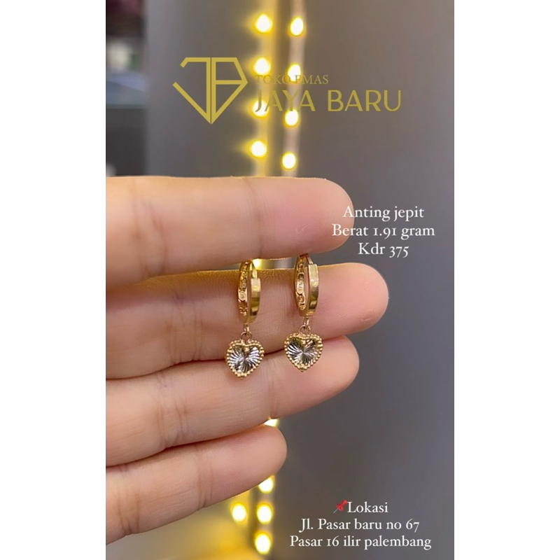 anting klip love ukir