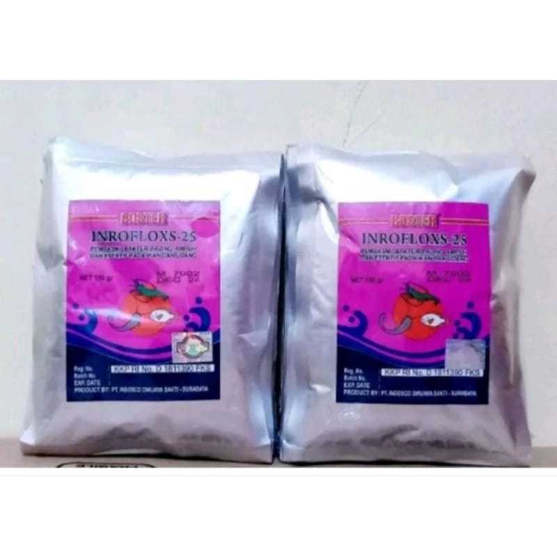 Boster inrofloxs 25 serbuk 100gr - Antibiotik ikan pembasmi bakteri