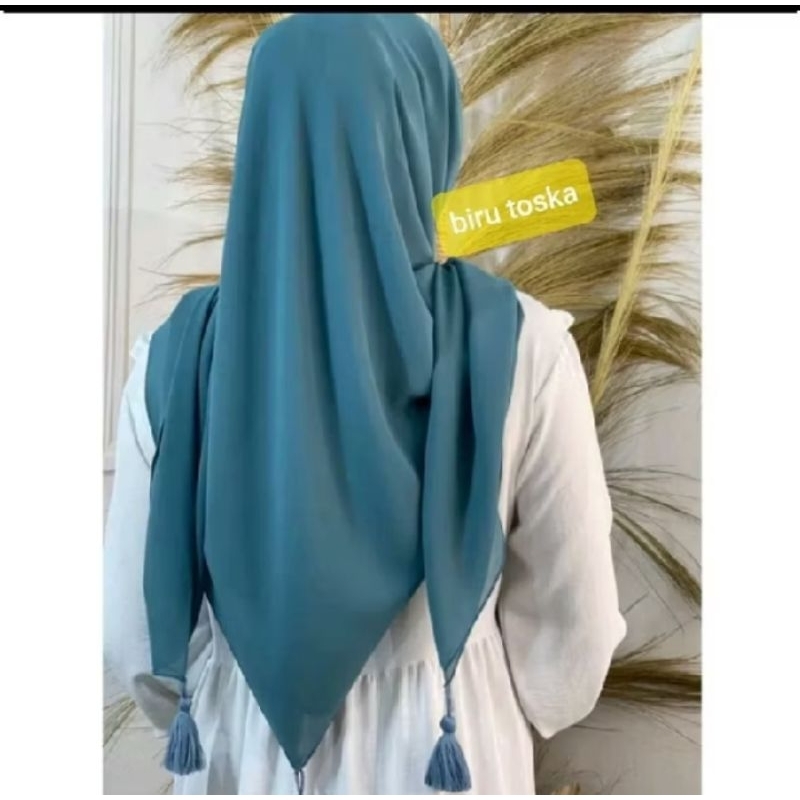Hijab Segiempat Paris Jambul Tasel Jilbab Paris Tassel Pom Pom Paris Tasel Polos