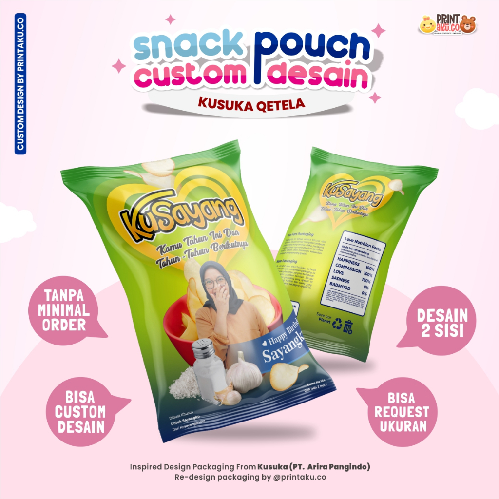 

Bungkus Kado Custom | Snack Custom Foto Teks Bungkus Kado Pouch Jumbo | Series Kusuka Qetela