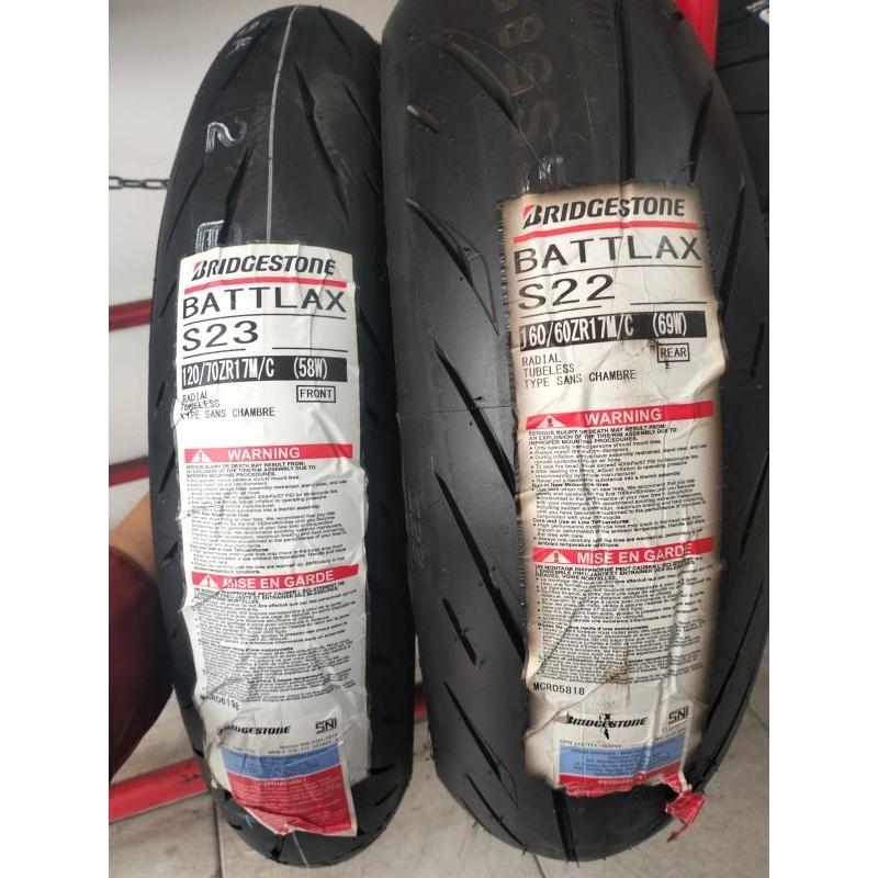PAKETAN BAN LUAR BATTLAX S22 UKURAN 120/70-17 DAN 160/60-17 TUBELESS