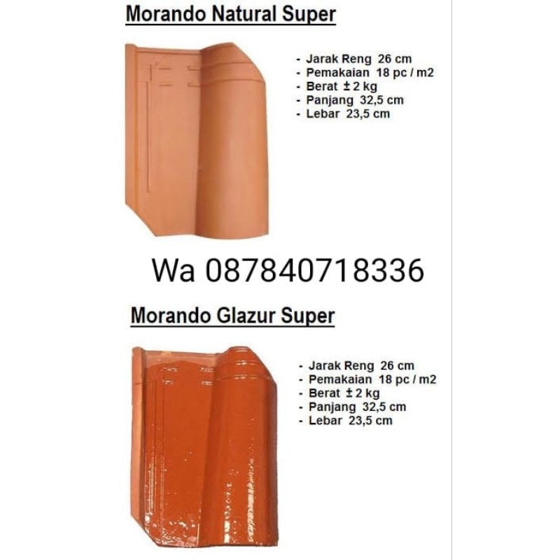 Genteng Super Morando/Plentong Glazur/Natural keramik Jatiwangi