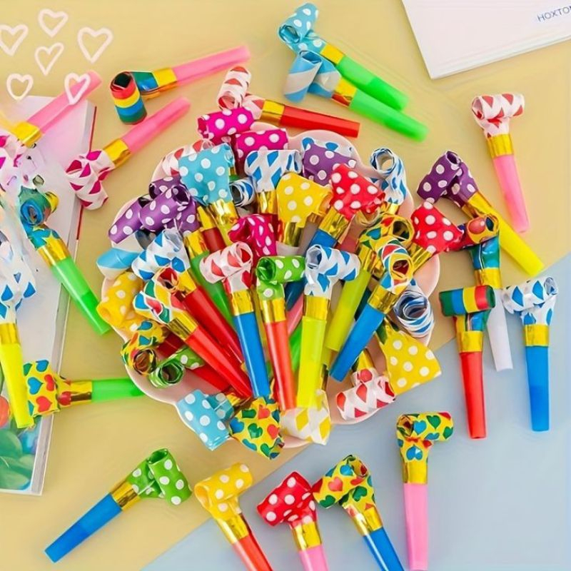 Mainan Anak Terompet Lidah - Terompet Ulang Tahun Kertas Polkadot