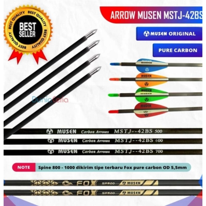 Arrow Musen Pure Carbon MSTJ 42BS spine 700,800,900,1000
