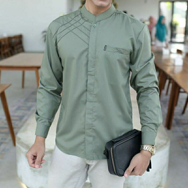 Koko Pria Dewasa Baju muslim Koko Lebaran MARVEL pria lengan panjang bahan Toyobo premium size M.L.X