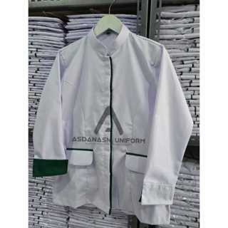 [ LIST HIJAU ] BAJU DINAS PUTIH WANITA list Hijau / Seragam Kerja Putih