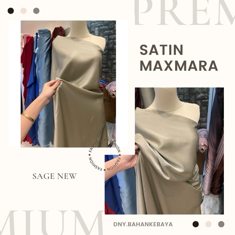 Kain Furing Kebaya Satin Silk Maxmaraa Premium Warna Hijau Sage new