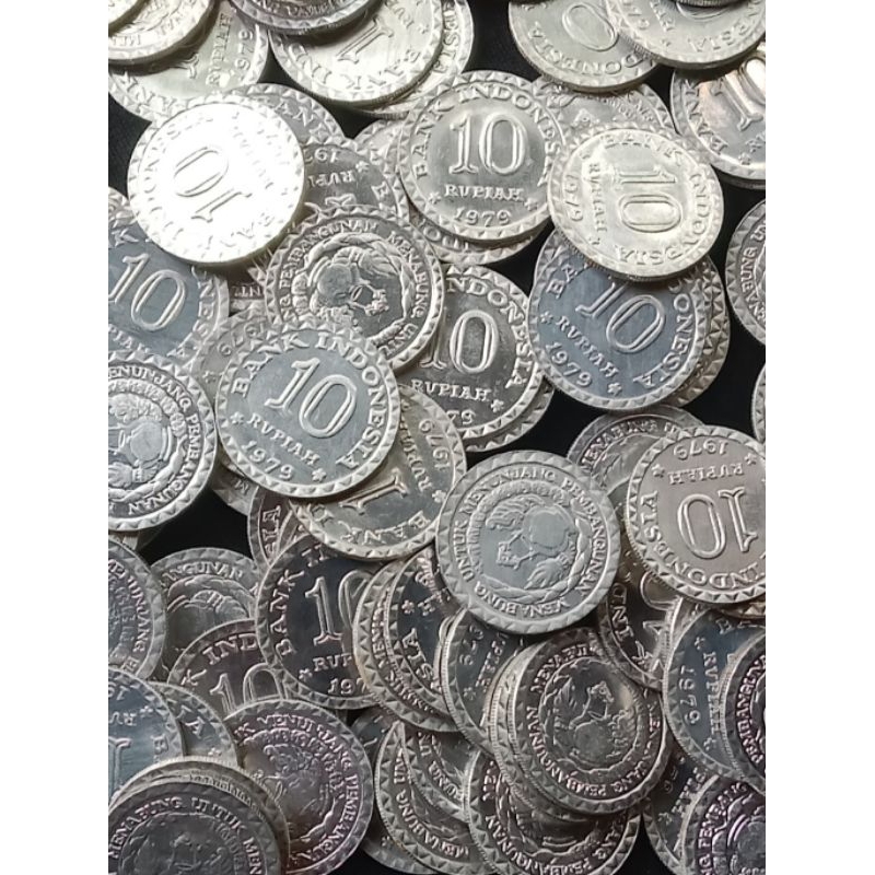 Uang koin kuno 10 rupiah tabanas putih tahun 1979