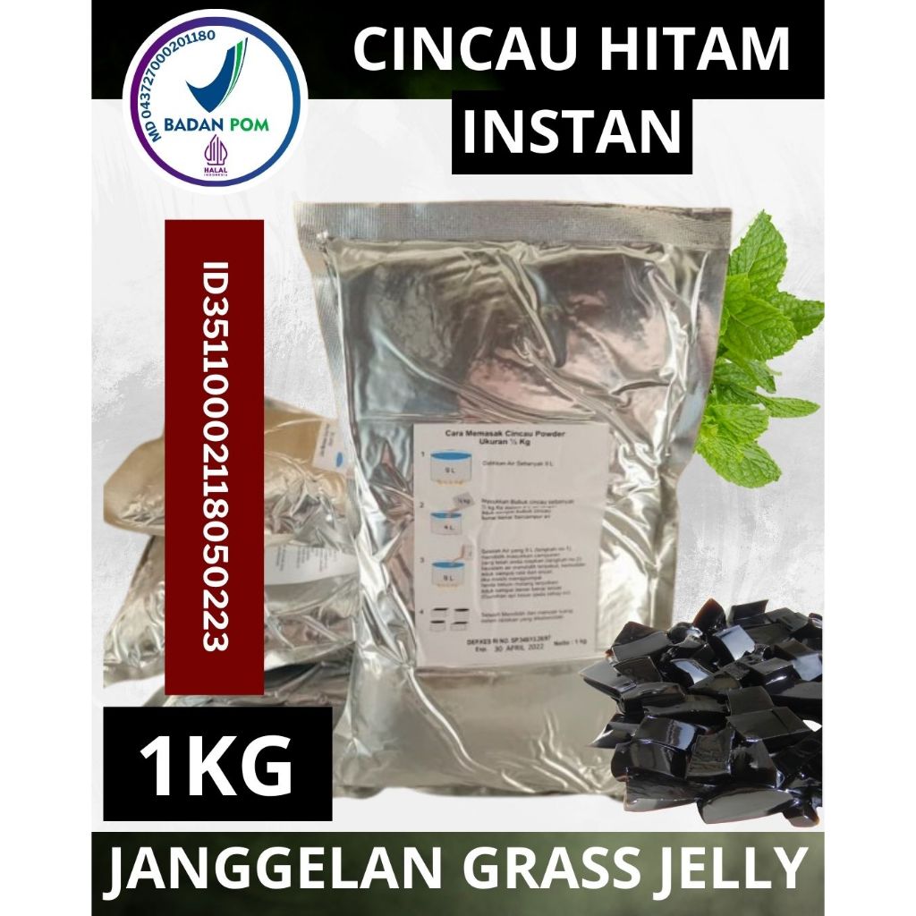 

JAMINAN MUTU..!! Bubuk Cincau Hitam Instan / Janggelan Grass Jelly Powder Kemasan Aluminium Foil 1 Kg