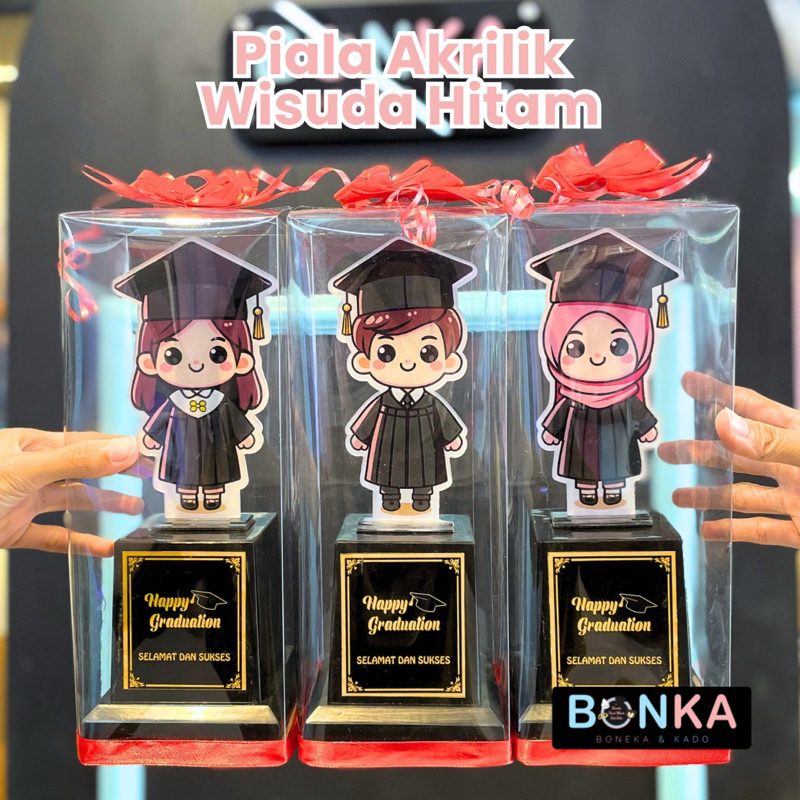 Piala Wisuda/Kelulusan Plakat Akrilik Box Mika Costum, Nama, Foto, Logo Sekolah TK SD SMP SMA