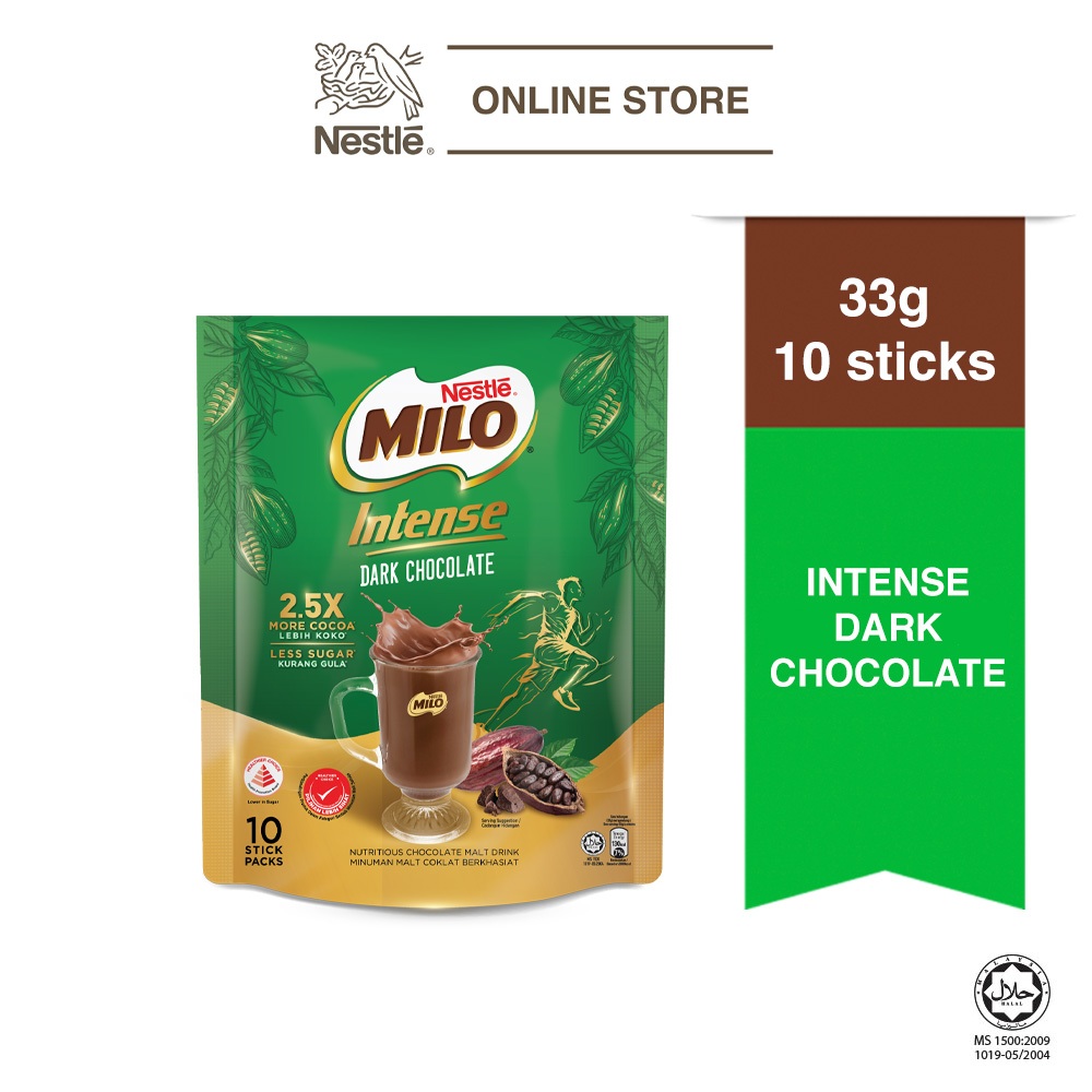 

Nestle Milo Intense Dark Chocolate Bubuk Malt Cokelat Coklat Less Sugar More Cocoa Isi 10 | 7