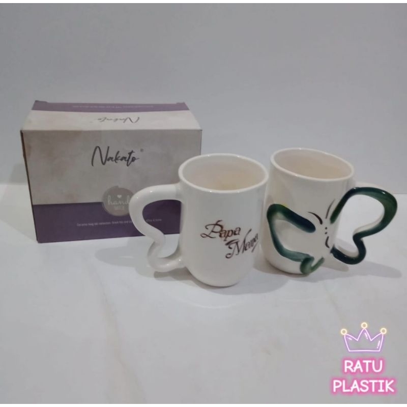 MUG COUPLE SET PAPA DAN MAMA MUG COUPLE LUCU MUG COUPLE SOUVENIR MUG CANTIK MUG KACA MUG LUCU