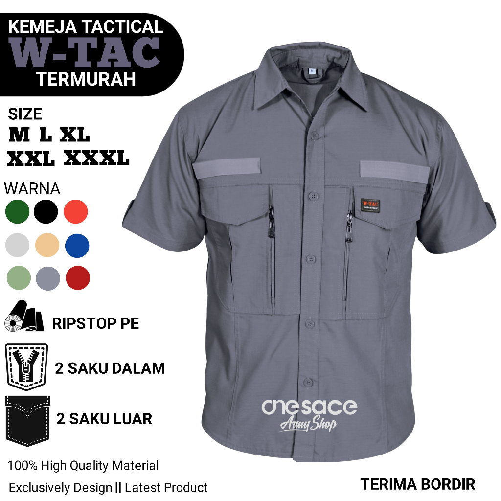 Kemeja Tactical WTAC Lengan Pendek Baju PDH PDL/Kemeja Kerja Pria Wanita Lapangan TERMURAH