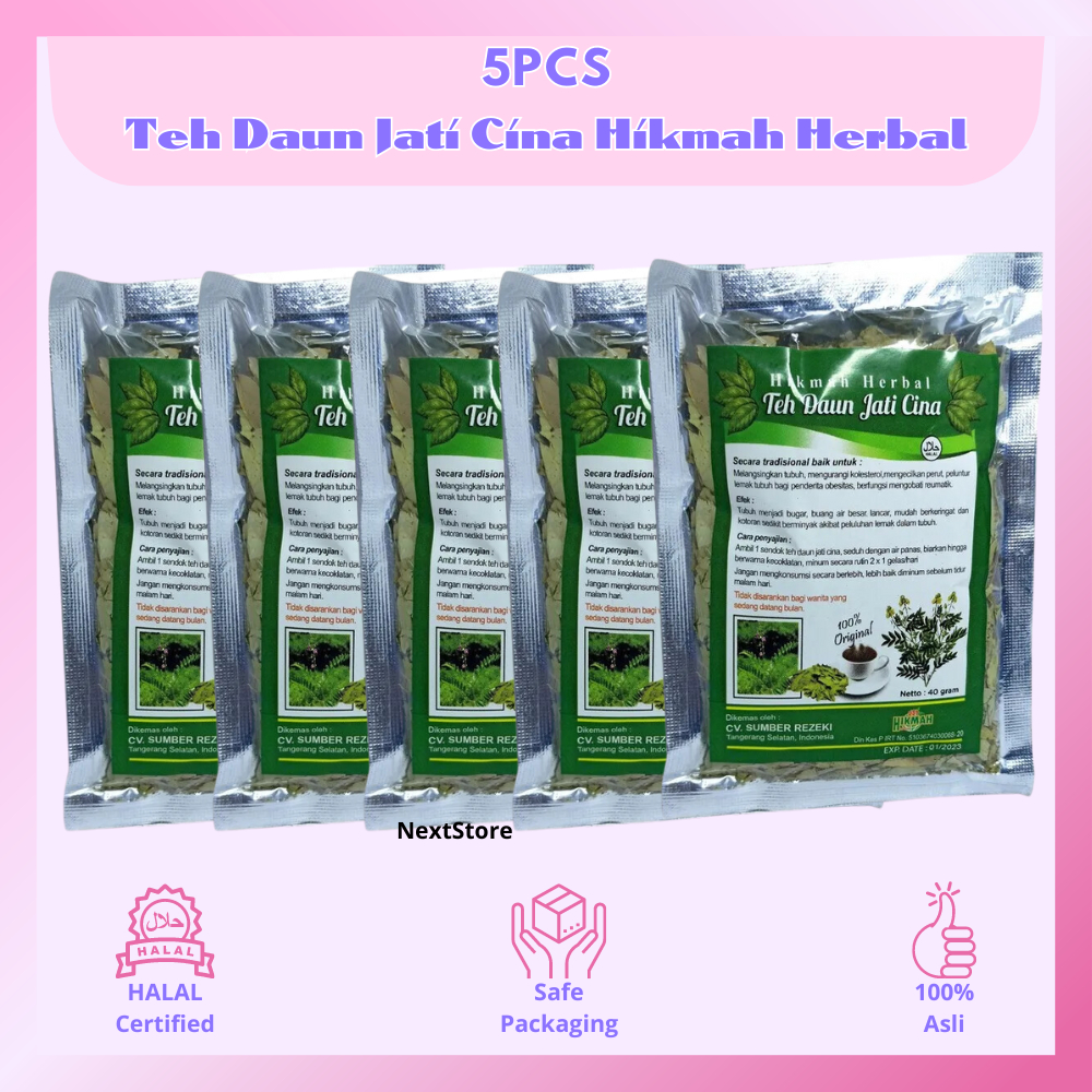 

PAKET 5 PCS Teh Peluntur Lemak Daun Jati Cina Hikmah Herbal Teh Pelangsing