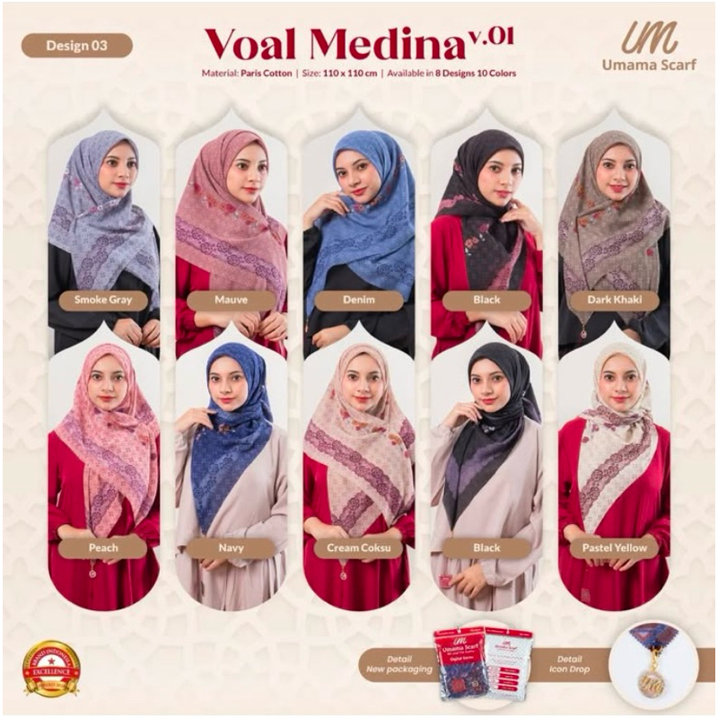 Umama scarves voal media umama liontin jilbab segi4 motif