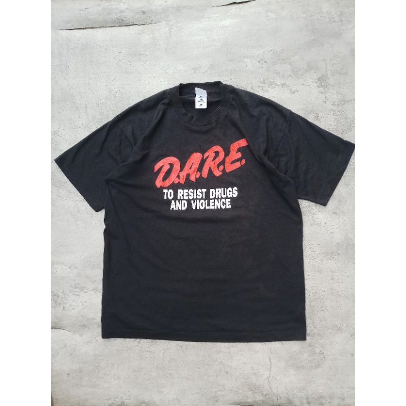 Vintage dare tee | vintage 90s black tee | art tee | kaos vintage tag fotl size XL