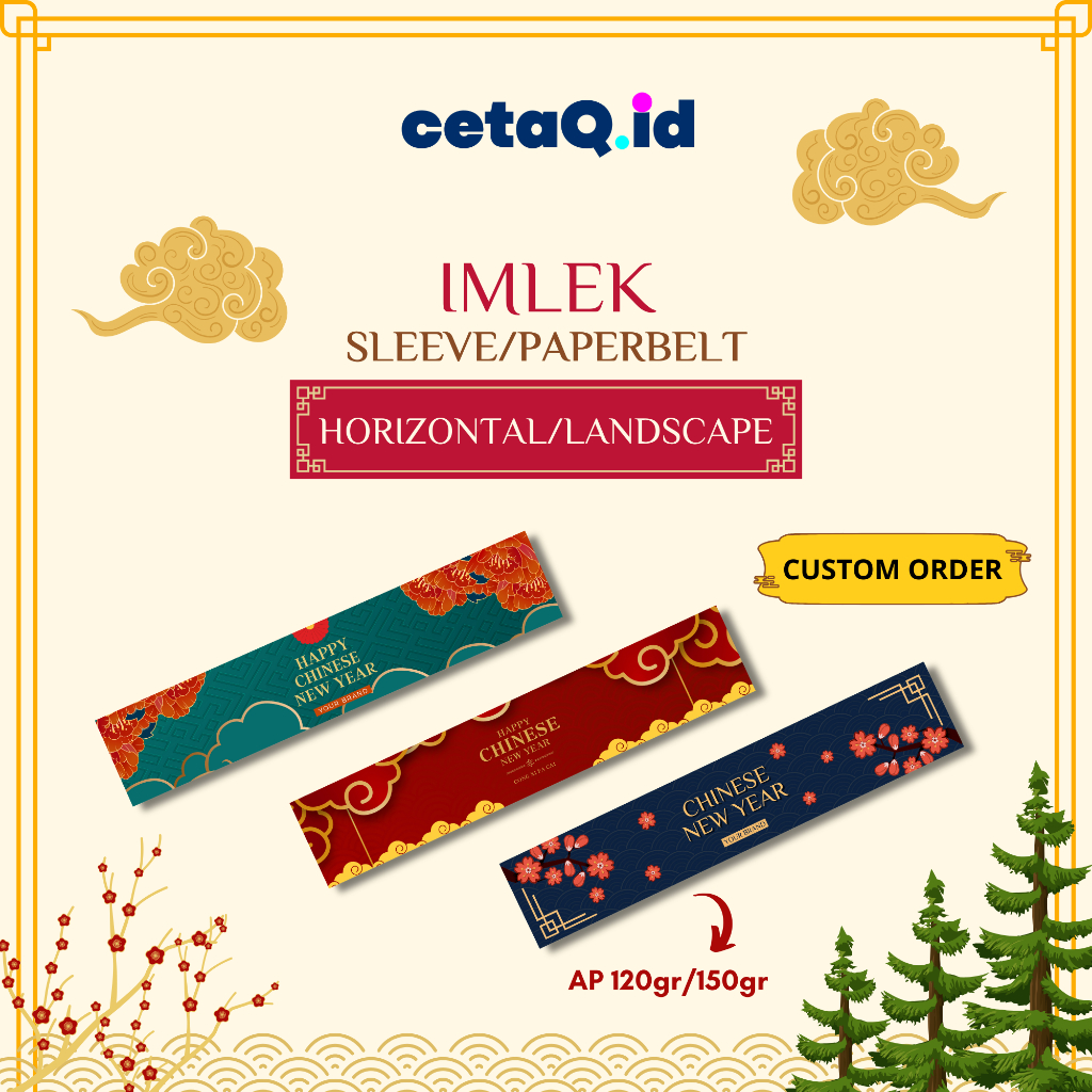 

Paperbelt Imlek CNY | Paper belt Chinese New Year HORIZONTAL LANDSCAPE | Paper Sleeve Imlek Hampers