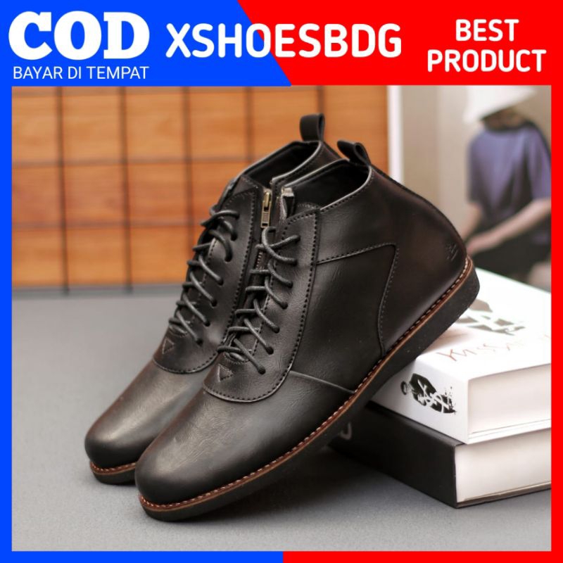 Sepatu Boots Pria Formal Pantofel Hitam Resleting Casual