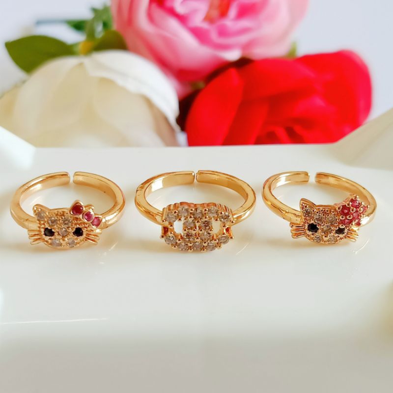 Cincin anak/cincin hello kitty/chanel bahan titanium anti karat