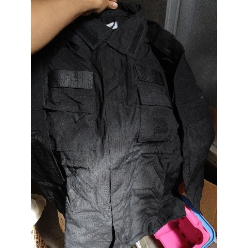 JAKET TAKTIKAL HITAM POLOS JATAH BRIMOB POLRI