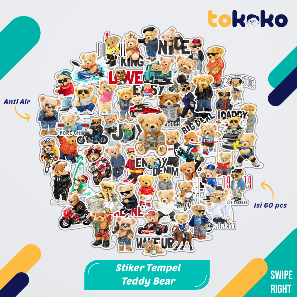 

Stiker Cutting Teddy Bear Paper Vinyl Dekorasi Laptop Koper Tumbler Kulkas DIY