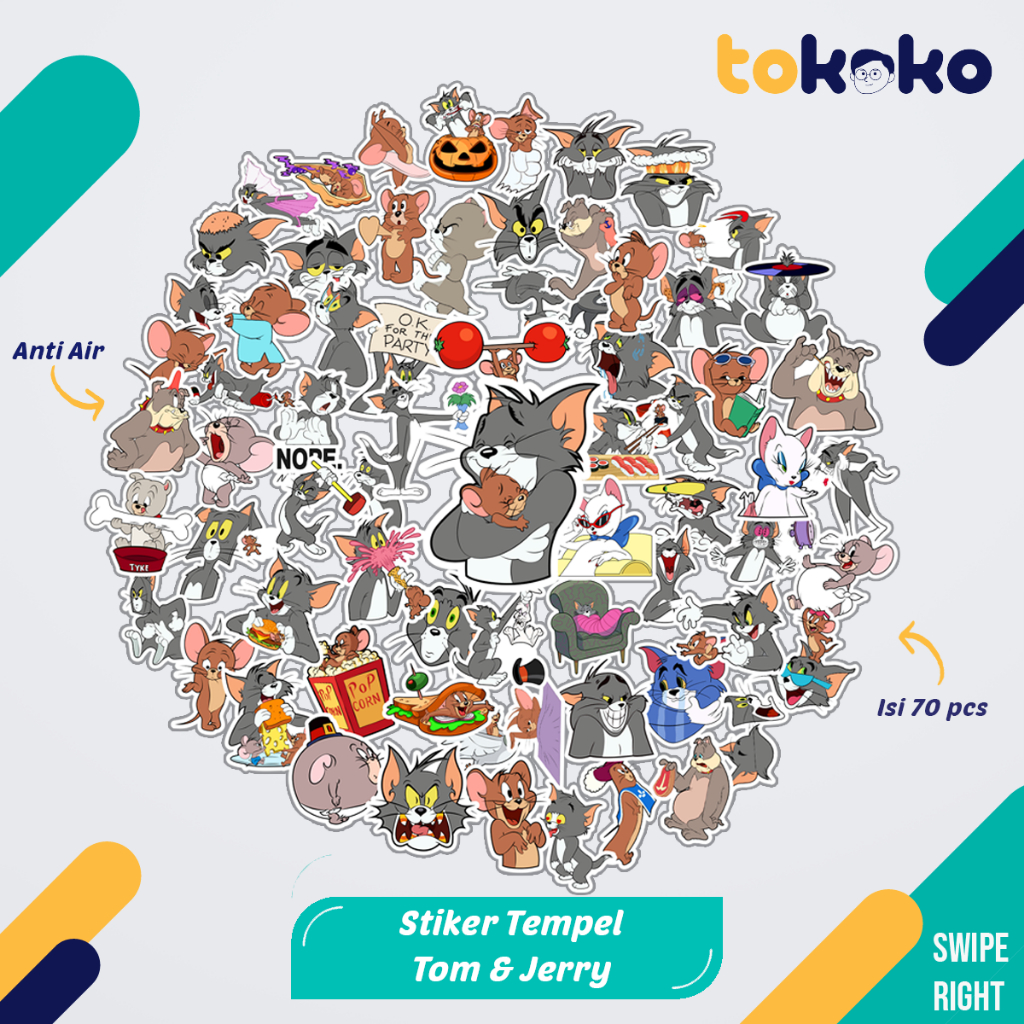 

Stiker Cutting Tom and Jerry Paper Vinyl Dekorasi Laptop Koper Tumbler Kulkas DIY
