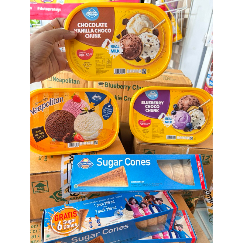 

eskrim campina 700 ml FREE CONE ESKRIM khusus instan