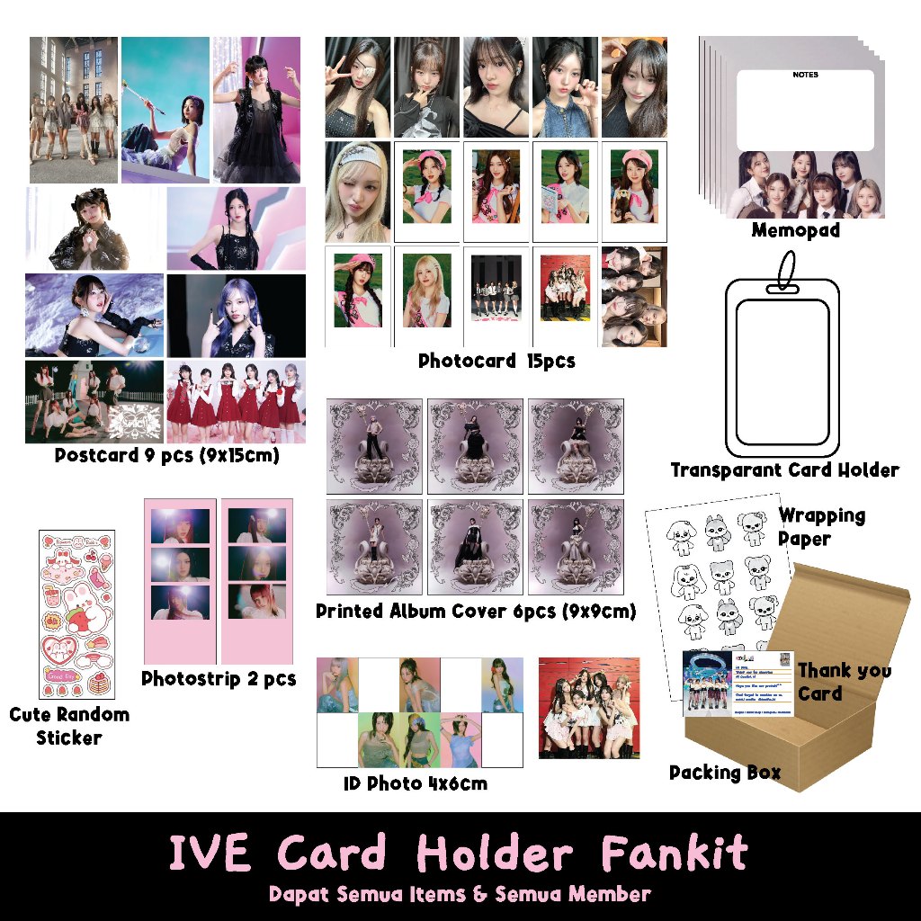 [COOCHA.ID] IVE Card Holder Fankit - dapat semua items dan member - IVE Photocard & Card Holder