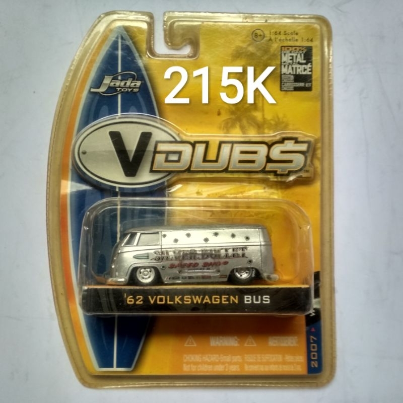 Diecast Jada Toys Vdubs 62 VW Volkswagen Kombi Van Panel Silver Bullet