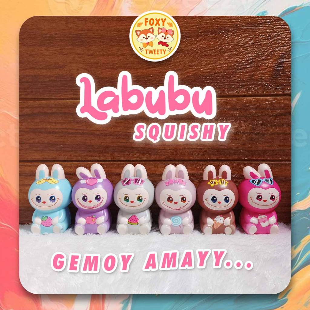 Squishy Labubu Gemoy / Mainan Anak Labubu Duduk / Boneka Viral Squeeze
