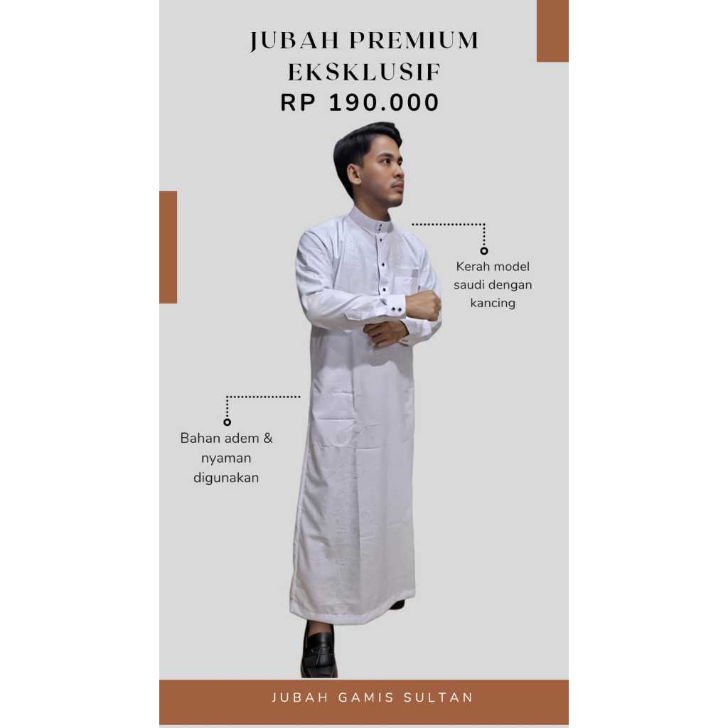 Jubah Pria Slimfit Gamis Pria Jubbah Mewah Bordir jubah mewah bordir jubah pria muslim busana muslim
