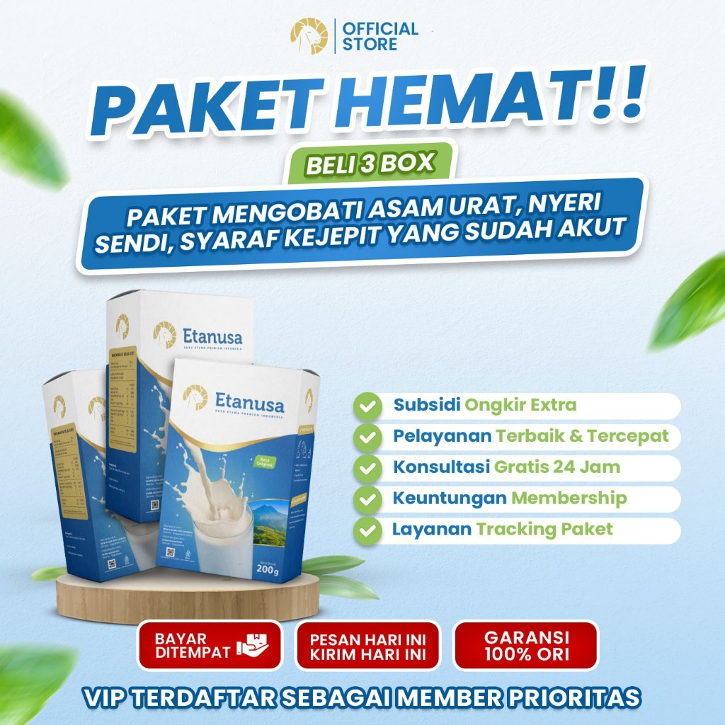 

ETANUSA - Paket Hemat 3 Box 200gr Susu Kambing Etawa Rendah Lemak Mengobati Asam Urat