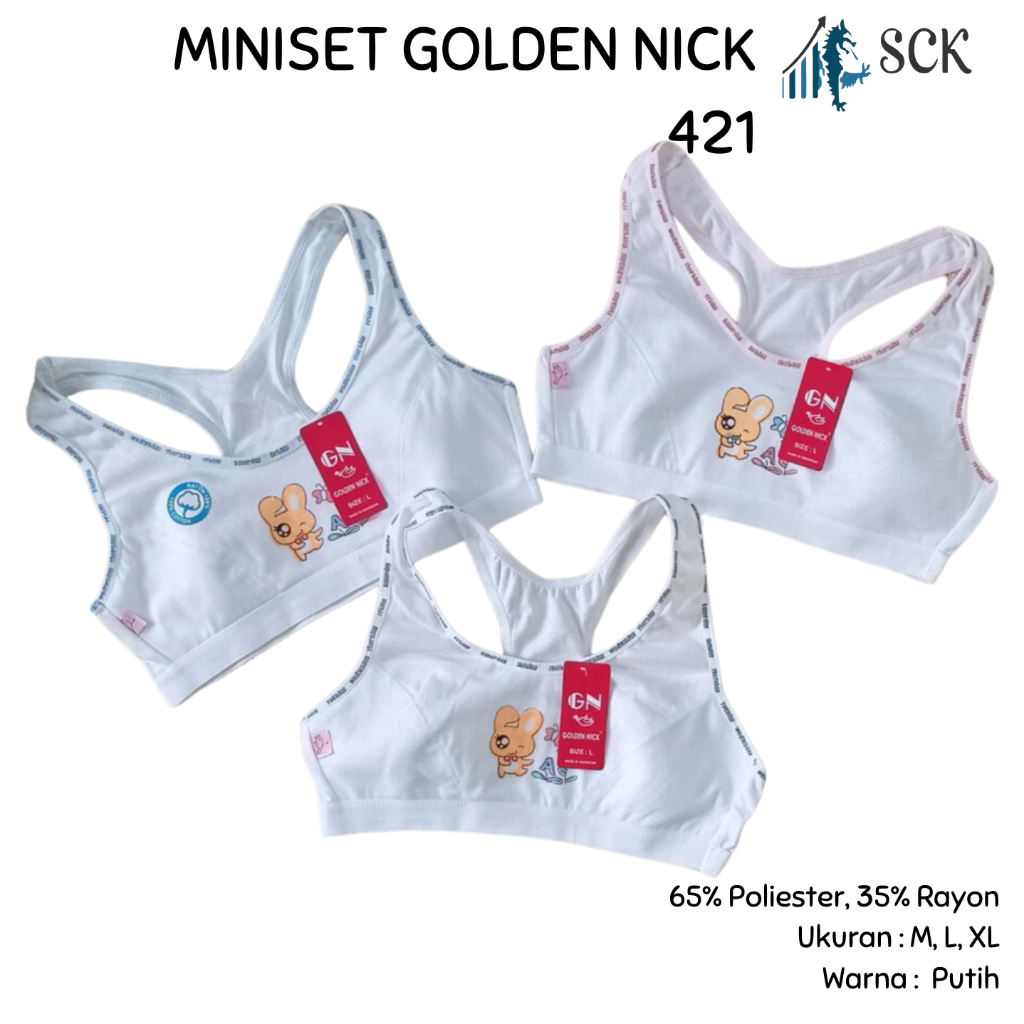 [ISI 3] Miniset GOLDEN NICK SA 421 Putih Polos / Training BH Anak Remaja Abg - sckmenwear GROSIR