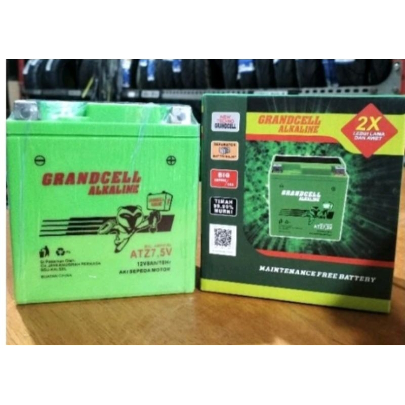Aki Motor Grandcell Alkaline ATZ7.5V GTZ7V YTZ7V ATZ8F 12V 8Ah NMax Aerox Lexi