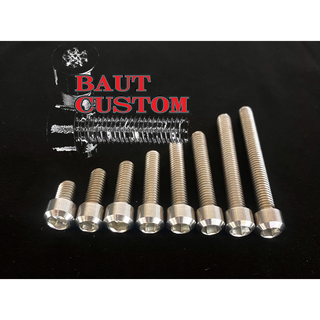 Baut 8 / Baut M5 / Baut L4 Stainless Custom Model Titanium Universal Anti Karat Baut Sepeda motor