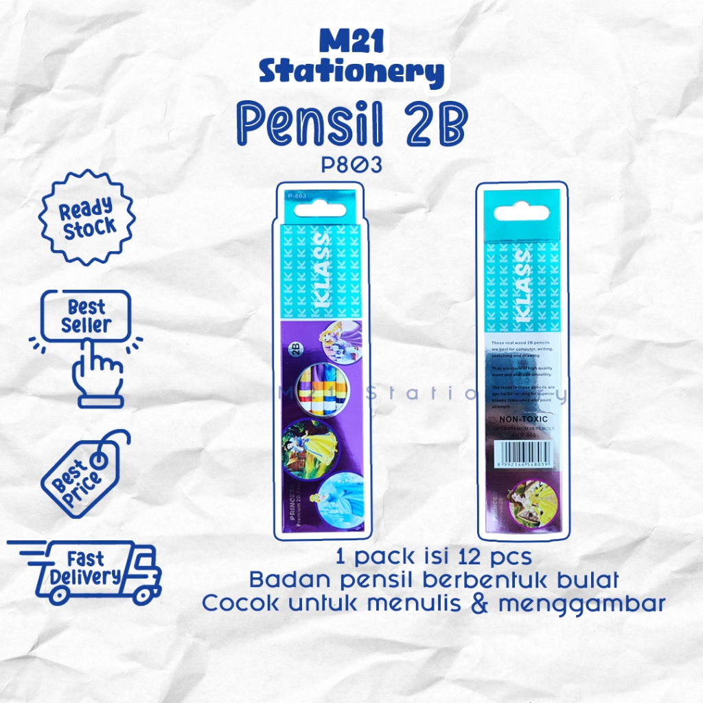 

(12 PCS) PENSIL 2B PRINCESS P803 / 1 pack pak pencil kayu pena original menulis graphite menggambar sket sketch anak alat tulis sekolah kuliah atk kantor stationery murah / m21 stationery jogja