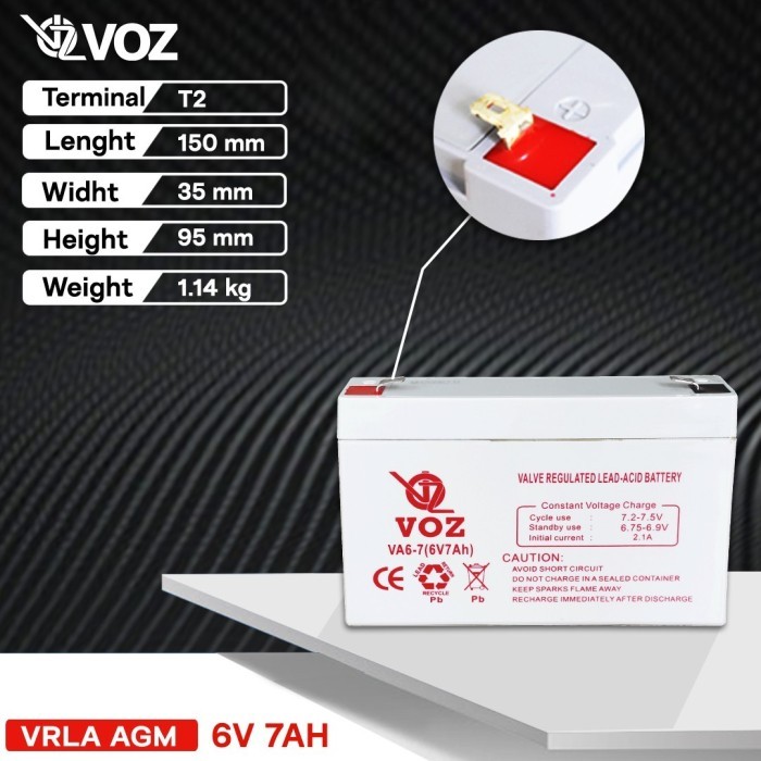 VOZ VRLA 6V 7Ah - Aki Timbangan /Aki kering/Aki VRLA