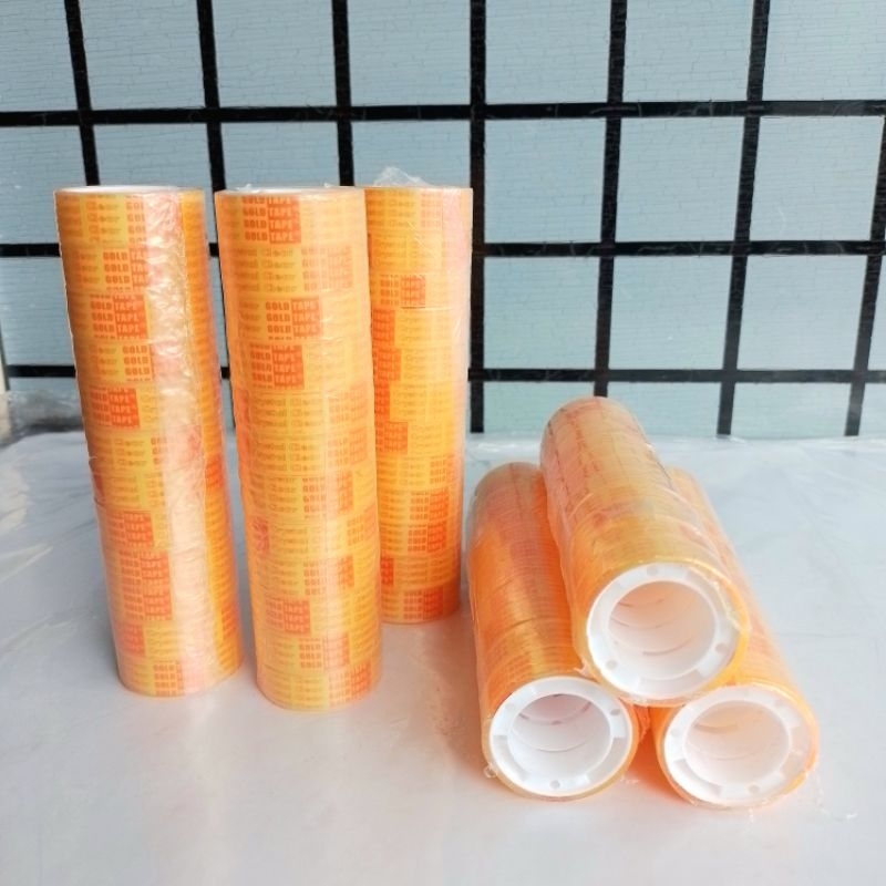 

Isolasi Bening Kecil Slong Gold Tape 1/2"x10 Yard ( Slop ) [ Original ]