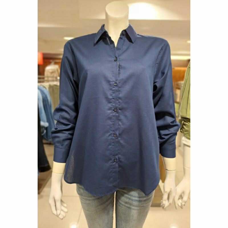 NEW - Logo Jeans Original Kemeja Wanita Biru Navy Original Logo Jeans Kemeja Wanita Biru Navy