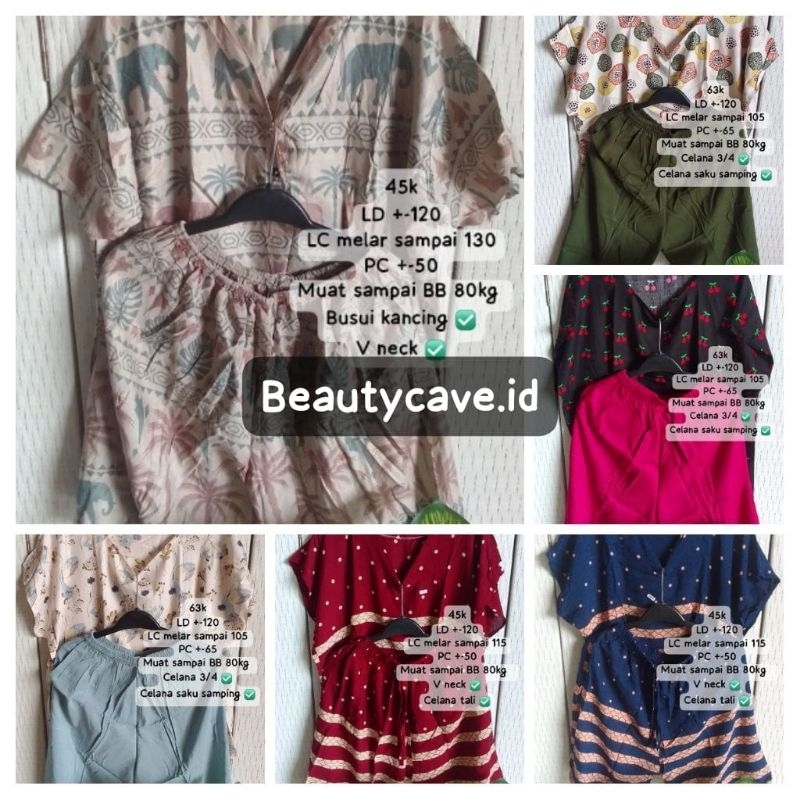 One Set Piyama Babydoll Setelan Rayon Crop Top Daster Habel CSL Verell J&L Hisbi No Label Pendek Pan