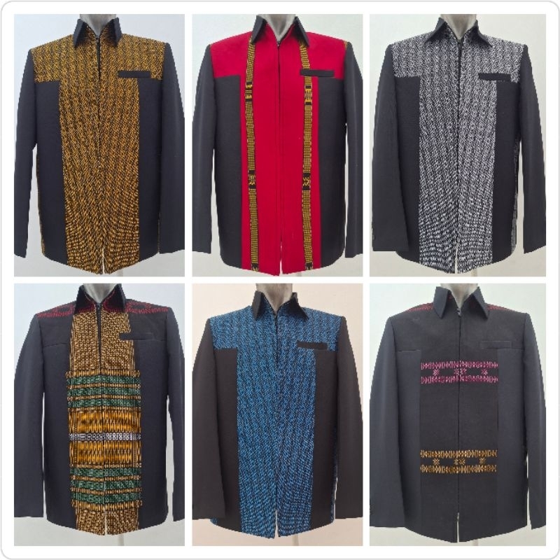Jas jaket ulos Sumatera / Jas jaket formal motif ulos / Jas jaket ulos kombinasi superblack / Jas ja