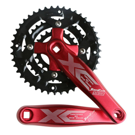 Jiankun XC Crankset Triple Crank 170 mm Square Kotak BCD 104 Merah