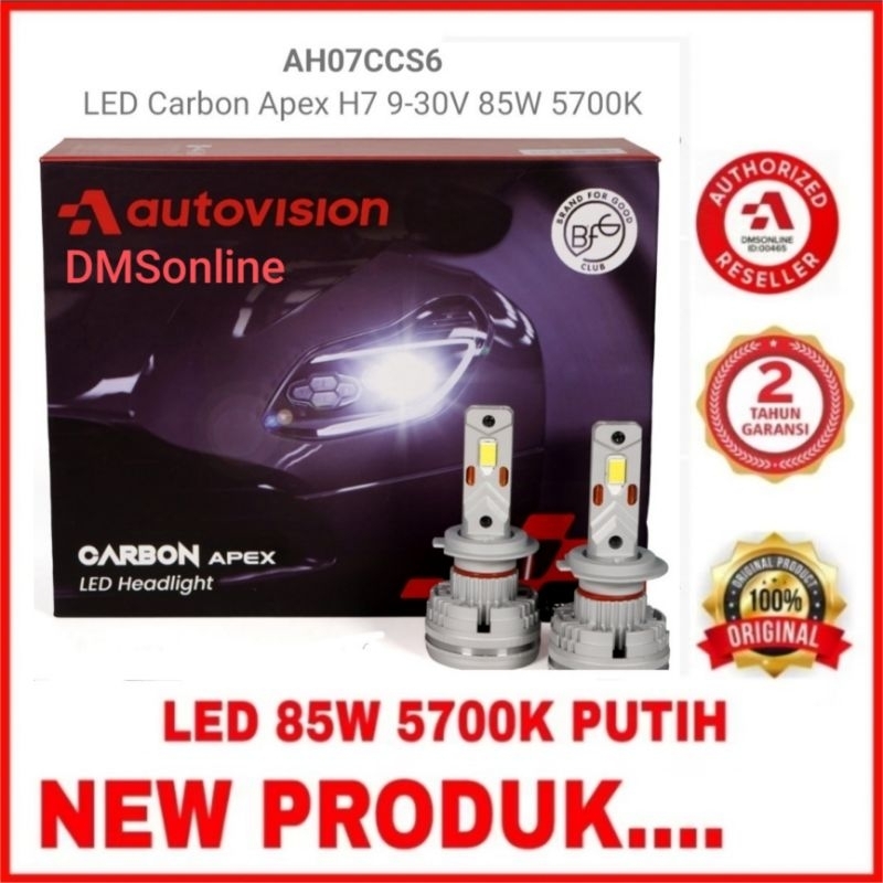 Led H11 H4 HB3 H7 H1 Autovision Carbon Apex P3 85W Garansi 2Th