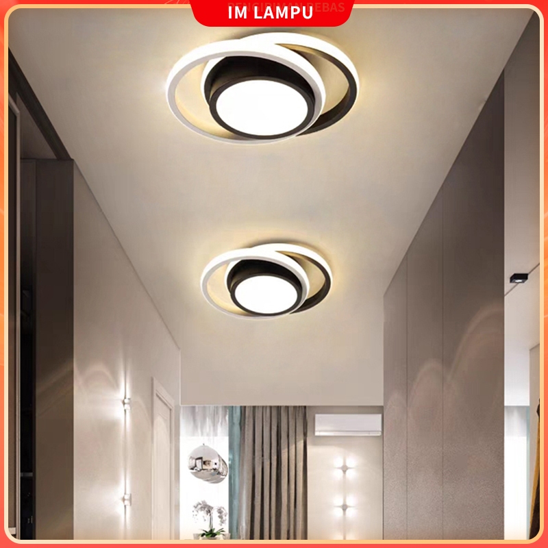 Lampu plafon minimalis LED bulat teras/balkon/kamar mandi/ruang ganti lampu hias kamar tidur 3 warna