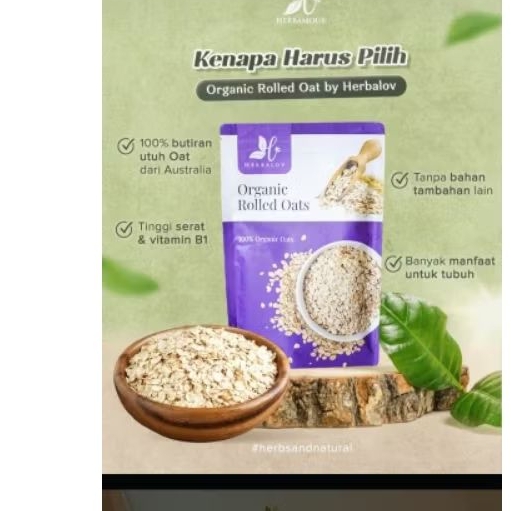

Organic Rolled Oats Herbalov, Sereal oats, Sereal Kesehatan,Gandum utuh, Program Diet